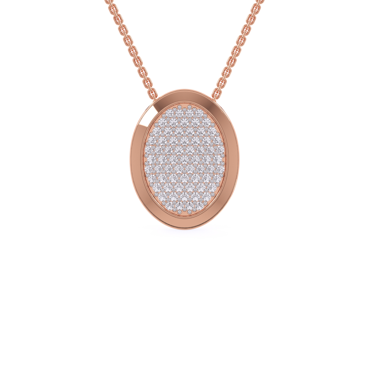 Stylish Oval Shaped Pave Diamond Necklace